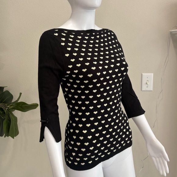 Vintage Banned Apparel Heart Sweater Womens Size Small 3/4 Bow Tie Boatneck - Picture 4 of 14